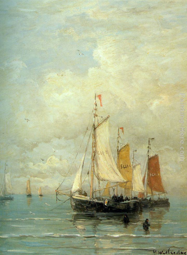 Hendrik Willem Mesdag A Moored Fishing Fleet